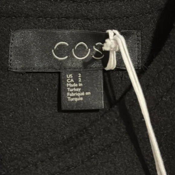 COS Topstitched Wool-Cashmere Dress Black Mini Short Sleeve Contemporary NWT-2 - Picture 10 of 13